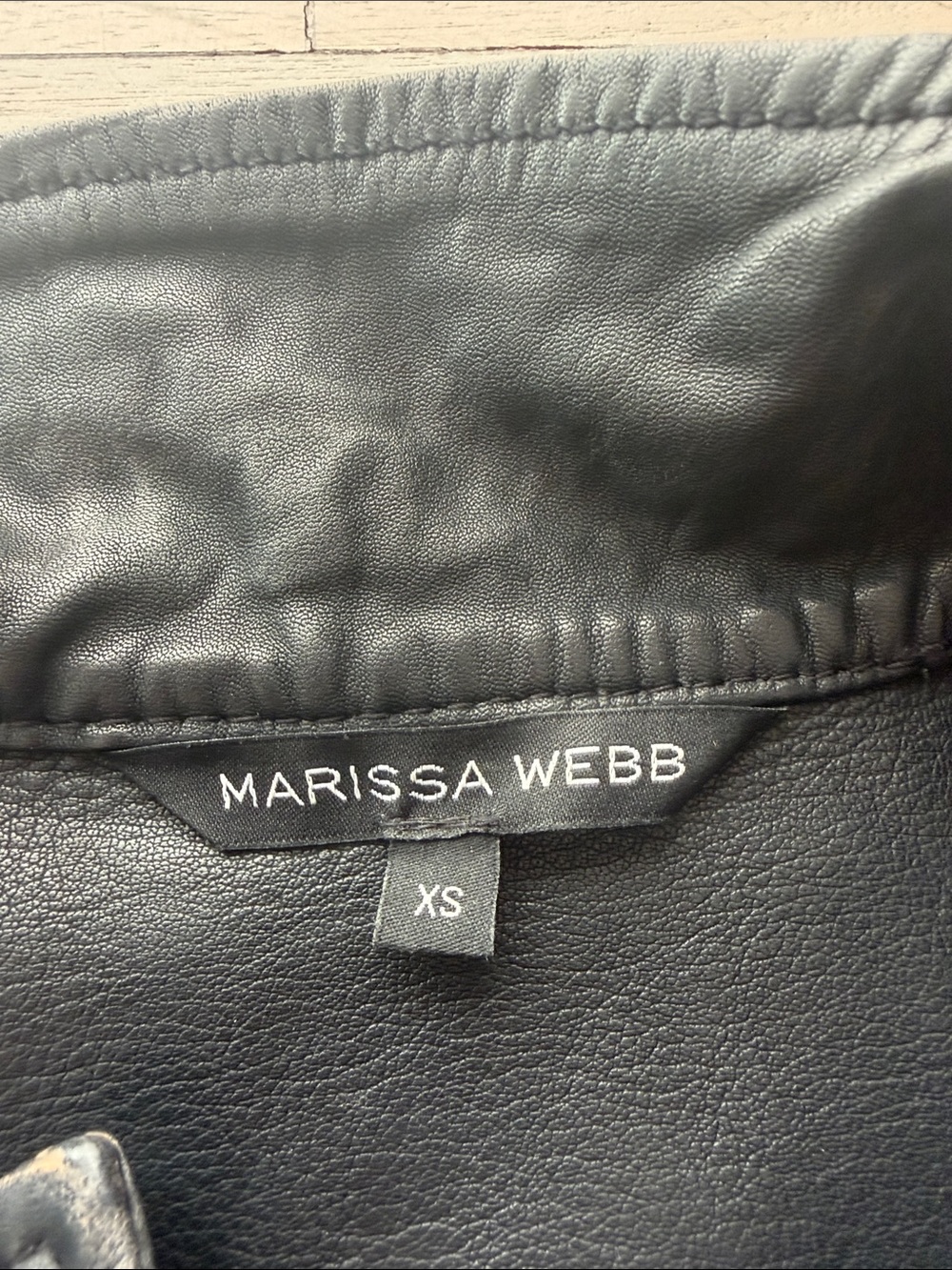Marissa Webb Black Leather Ruffle-Trim Jacket - Picture 2 of 3